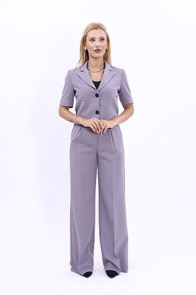 کت و شلوار طوسی زنانه یقه کتی ÖNDER ÖZSOY - کد 857016372