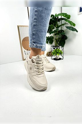 کفش اسنیکر بژ زنانه بند دار Nstil - کد 859384894