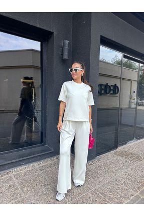 ست بالاتنه و پائین تنه سفید زنانه بافتنی MODA - کد 859448403