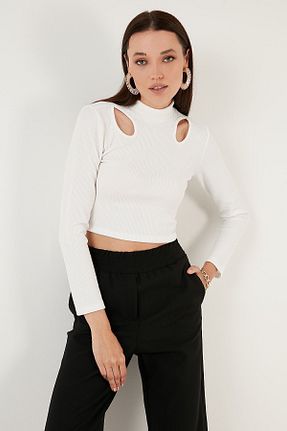 بلوز سفید زنانه ساده Lela - کد 753775879