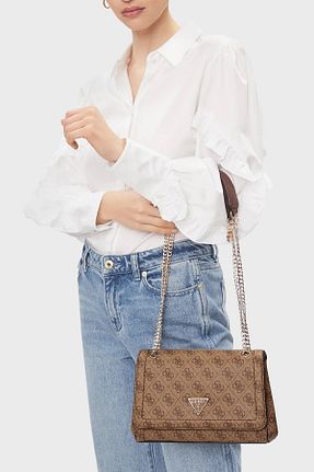 کیف دوشی قهوه ای زنانه پلی اورتان Guess - کد 804195048