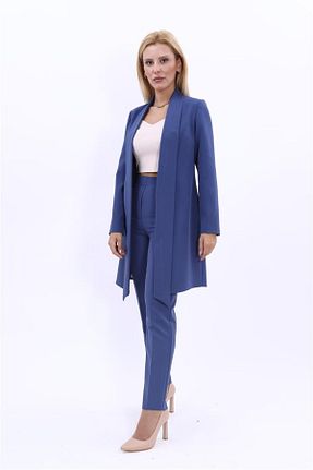کت و شلوار سرمه ای زنانه یقه کتی ÖNDER ÖZSOY - کد 856569862