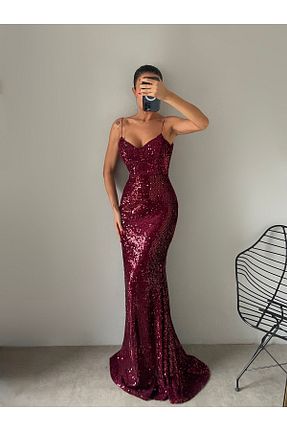 لباس مجلسی و فارغ التحصیلی زرشکی زنانه مخمل ADASTYLE - کد 859435627