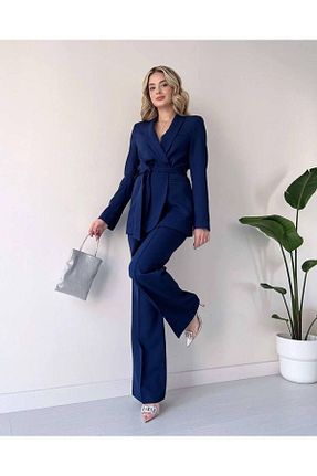 ست بالاتنه و پائین تنه سرمه ای زنانه بافتنی Moda İkra - کد 853422845