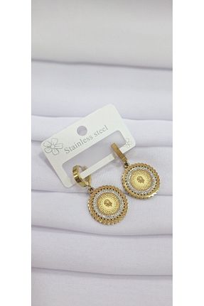 گوشواره استیل (فولاد) طلائی زنانه استیل ضد زنگ JANRA WORLD - کد 859412069