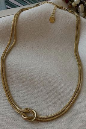 گردنبند استیل ( فولاد ) طلائی زنانه استیل (فولاد) SEVİLLE AKSESUAR - کد 859463176