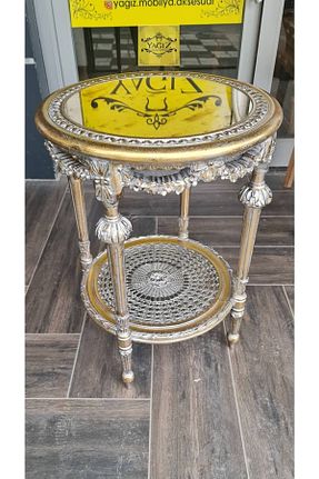 میز عسلی طلائی چوب EL YAPIMI - کد 640061436