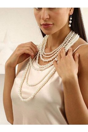گردنبند جواهر سفید زنانه مروارید SHİNELİZE - کد 859105150