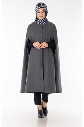 پانچو حجاب طوسی زنانه پشمی CNG MODA - کد 72076901