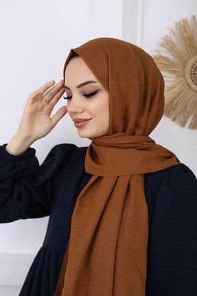 شال قهوه ای زنانه پنبه ای feronis - کد 744112984