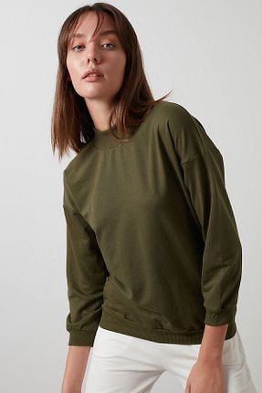 سوئیشرت خاکی زنانه ساده Lela - کد 52673032