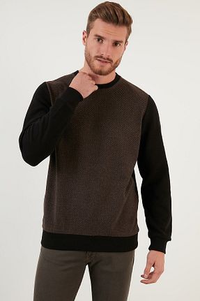 سوئیشرت قهوه ای مردانه ساده Buratti - کد 364079419