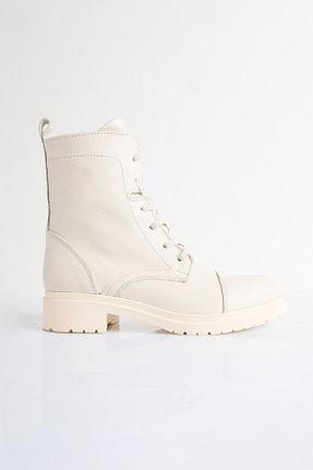 بوت / نیم بوت بژ زنانه چرم خالص SU SHOE BOUTIQUE - کد 859424732