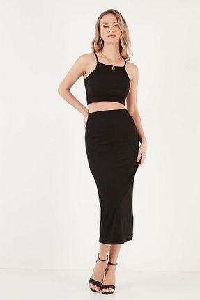 ست بالاتنه و پائین تنه مشکی زنانه بافتنی Lela - کد 803374365