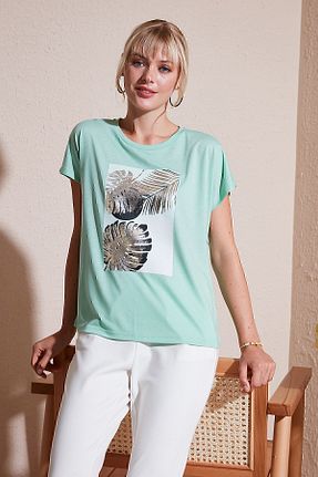 تیشرت سبز زنانه رگولار Lela - کد 833113003