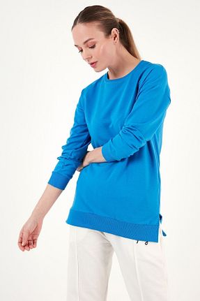 سوئیشرت فیروزه ای زنانه ساده Lela - کد 782589229