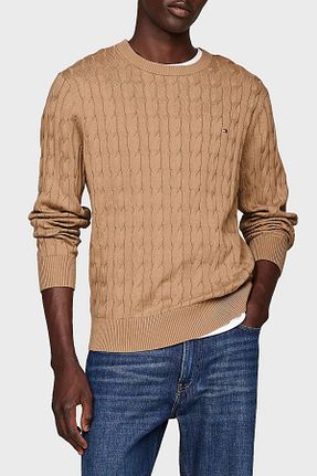 پلیور خاکی مردانه ساده Tommy Hilfiger - کد 858811491