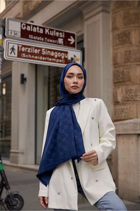 شال سرمه ای زنانه ابریشم Oxygen Scarfs - کد 859185009