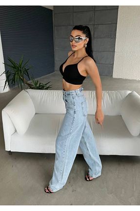 شلوار جین آبی زنانه پاچه پهن Aida Fashion - کد 859389187