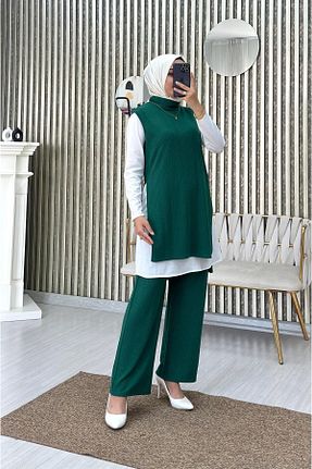 ست بالاتنه و پائین تنه سبز زنانه بافت Moda Krash - کد 859395708