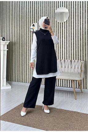 ست بالاتنه و پائین تنه مشکی زنانه بافت Moda Krash - کد 859396454