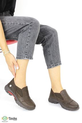 کفش کژوال قهوه ای زنانه چرم خالص Mammamia - کد 859338749