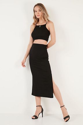 ست بالاتنه و پائین تنه مشکی زنانه بافتنی Lela - کد 803374365