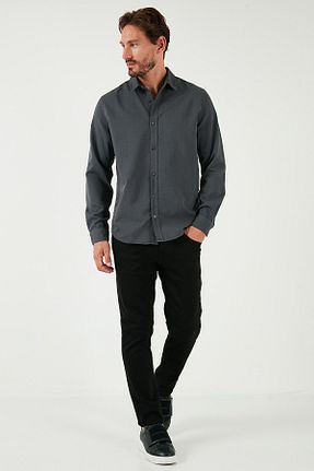 پیراهن طوسی مردانه رگولار Buratti - کد 855876037