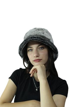 کلاه طوسی زنانه خز مصنوعی derikem - کد 850400520