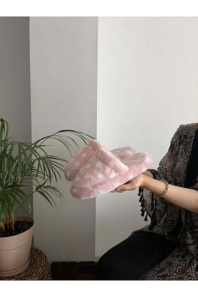 دمپائی خانگی صورتی زنانه مخملی Behtah Kundura - کد 859539332