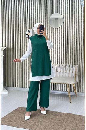 ست بالاتنه و پائین تنه سبز زنانه بافت Moda Krash - کد 859395708