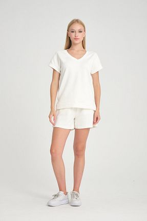 ست بالاتنه و پائین تنه سفید زنانه بافتنی Lusenta - کد 857606744