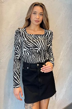 بلوز مشکی زنانه ساده GÜLSELİ - کد 859634114