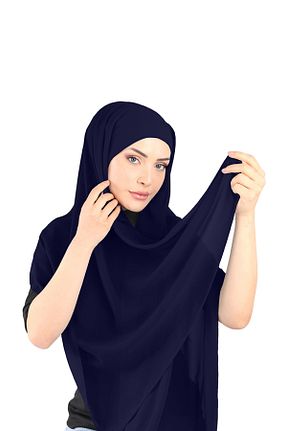 روسری سرمه ای شیفون Ecardin - کد 859728116