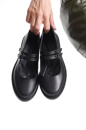 کفش لوفر مشکی زنانه چرم مصنوعی SH SİLVER MODA - کد 859773507
