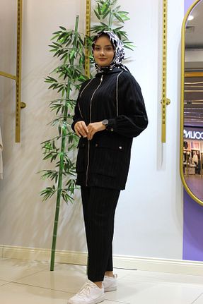 ست بالاتنه و پائین تنه حجاب مشکی زنانه گشاد Levidor - کد 859593789