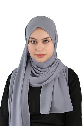 روسری طوسی شیفون Ecardin - کد 859727070