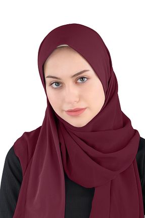 روسری زرشکی شیفون Ecardin - کد 859774211