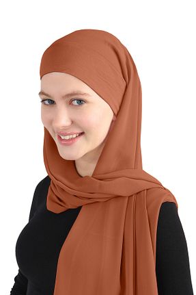 روسری نارنجی شیفون Ecardin - کد 859774624