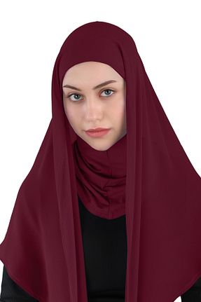 روسری زرشکی شیفون Ecardin - کد 859724211