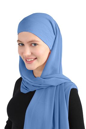 روسری آبی شیفون Ecardin - کد 859774271