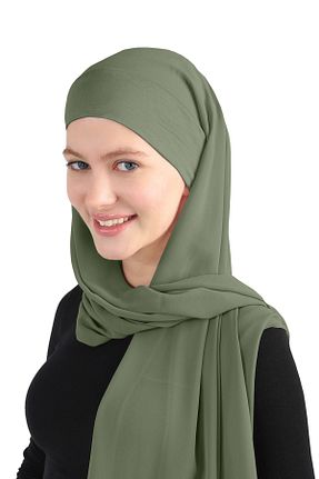 روسری خاکی شیفون Ecardin - کد 859774553