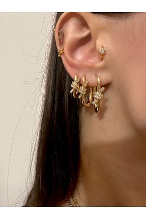 گوشواره جواهر طلائی زیرکن Okko Store - کد 859744304