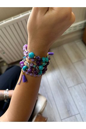 دستبند جواهر فیروزه ای زنانه سنگ طبیعی halodesignart - کد 859801523