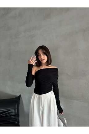 بلوز مشکی زنانه ساده ELBEY - کد 858026600