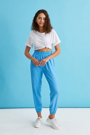 شلوار آبی زنانه بافتنی Curly - کد 313378778
