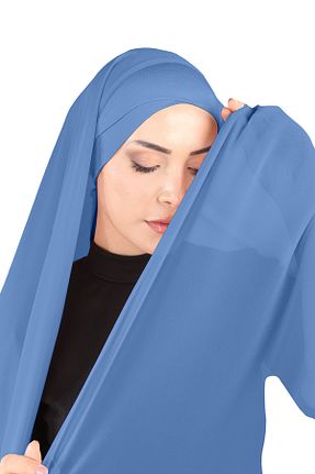 روسری آبی شیفون Ecardin - کد 859774762
