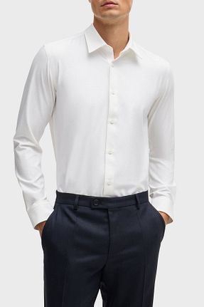 پیراهن سفید مردانه اسلیم فیت BOSS - کد 859680312