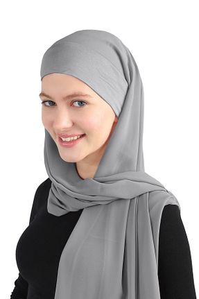 روسری طوسی شیفون Ecardin - کد 859774558