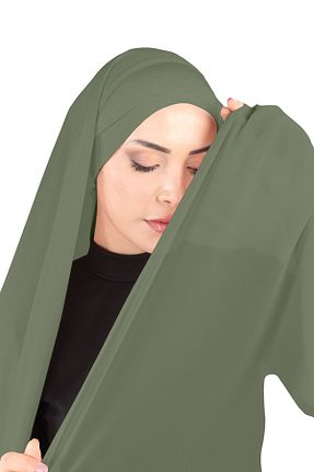 روسری خاکی شیفون Ecardin - کد 859774219